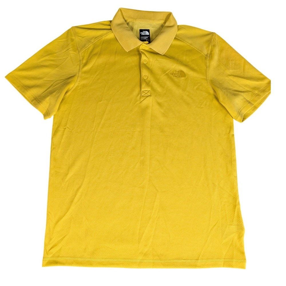 The North Face Polo Shirt Mens M Yellow FlashDry Short Sleeve Hiking Excellent
